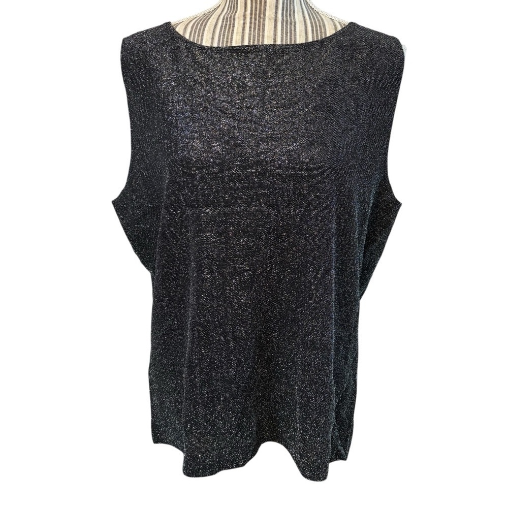 Chico's Vintage Top Size 3 (XL / 16) Black Sparkling Metallic Tank Stretch